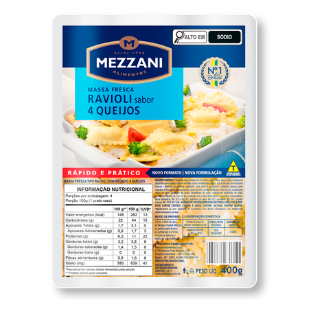 Ravioli Mezzani 4 Queijos 400g