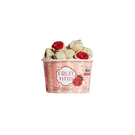Framboesa coberta com chocolate branco e cookies & cream fruit-titüs 125g