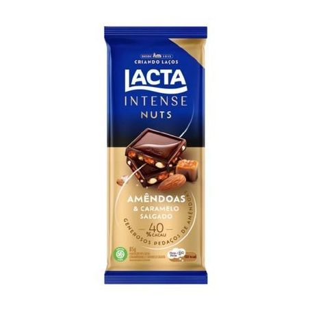 Chocolate Lacta Nuts, Amêndoas e Caramelo 85g