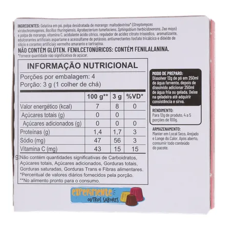 Gelatina Apti Zero Morango Embalagem 12G 360-19