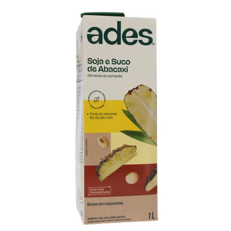 Bebida a Base de Soja Ades Sabor Abacaxi Caixa 1lt 360-35