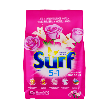 Lava roupa pó rosas e flor de lis surf 800gr