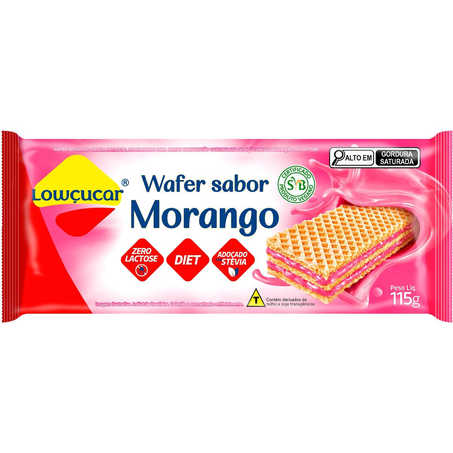 Biscoito Wafer Lowçucar 115g - Diet - Morango