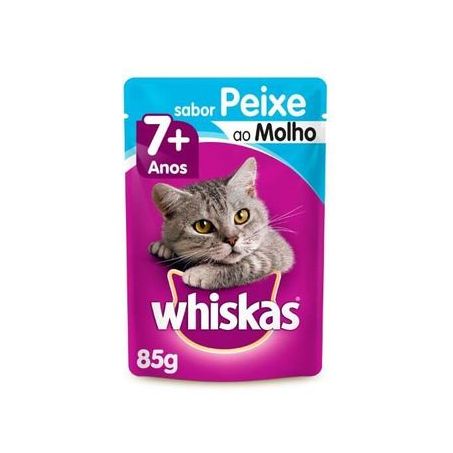 Alimento Umido Whiskas 85g Sache Adulto 7 Peixe Ao Molho