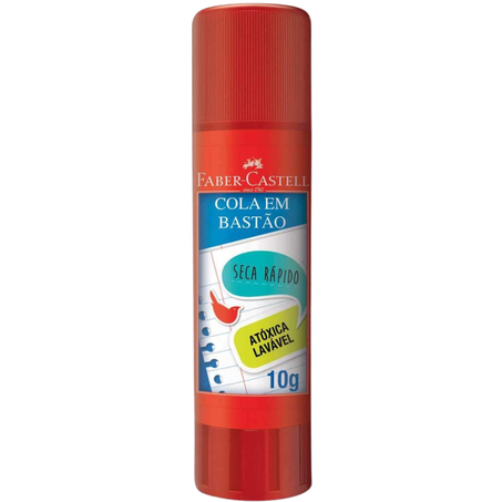Esc cola escolar bastao faber castell 10g-seca rapido-