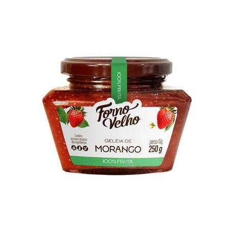 GELEIA FORNO VELHO 100% FRUTA MORANGO VIDRO 250G