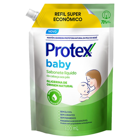 Sabonete Líquido Protex Baby 800ml - Da Cabeça aos Pés - Refil