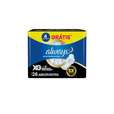 Absorvente noturno suave com aba always xg c/26