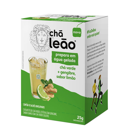Chá Misto Leão Chá Verde + Gengibre & Limão Sachê 2.5gr - Caixa com 10un - 25gr