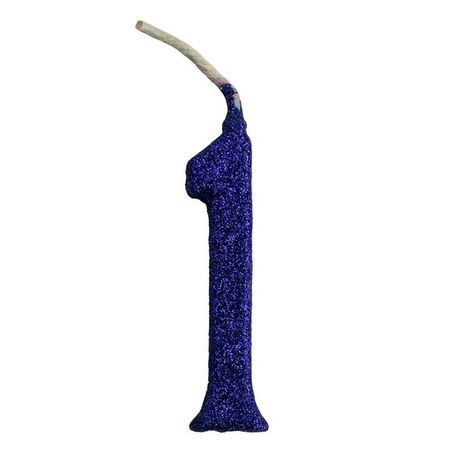 VELA DE ANIVERSÁRIO REGINA NÚMERO 1 COM GLITTER AZUL CARTELA C/1UNID