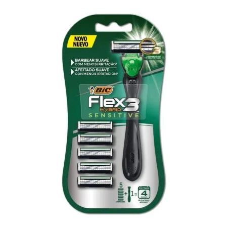 APARELHO BIC FLEX-3 HYBRID SENSITIVE COM 5 UNIDADE 