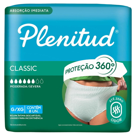 Roupa Íntima Plenitud Tam. G/ XG - Classic - Com 8 Unidades