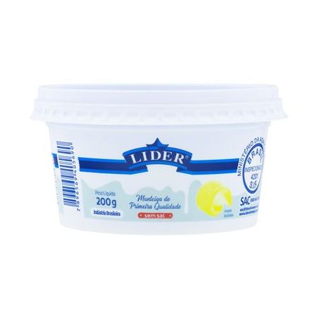 Manteiga Lider 200g Sem Sal
