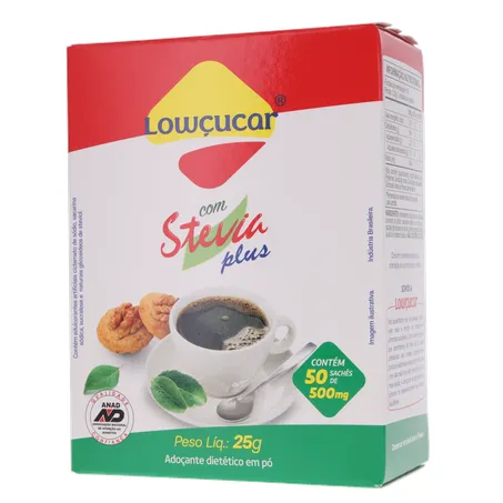 ADOÇANTE LOWÇÚCAR STEVIA PLUS C/50UN 25G 360-2