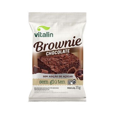 Brownie Integral Chocolate Sem Glúten  Sem Adição de Açúcar Vitalin Pacote 35G