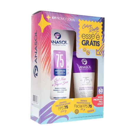 KIT PROTETOR SOLAR ANASOL FPS 75 200G + GRÁTIS PROTETOR SOLAR FACIAL FPS 75 60G 360-33