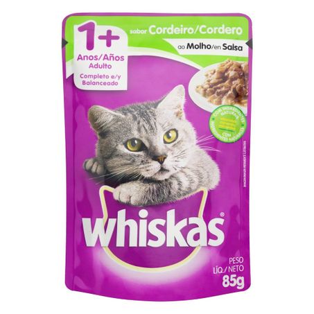 Alimento para gatos adultos 1+ cordeiro ao molho whiskas sachê