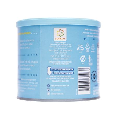 Café 3 corações com leite zero açúcar 265g 360-27