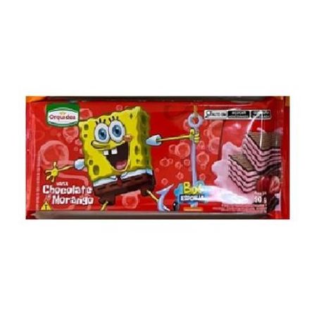 Wafer orquidea bob esponja chocolate e morango pacote 90g