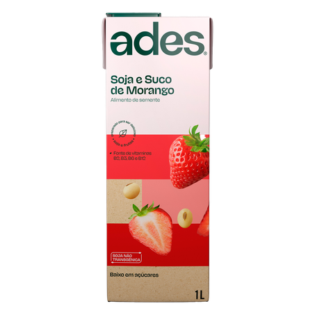 Bebida à Base de Soja Morango Ades Caixa 1l