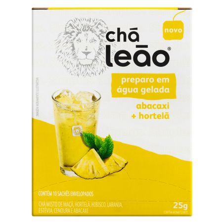 CHÁ ABACAXI E HORTELÃ CHÁ LEÃO COM 10 SACHÊS