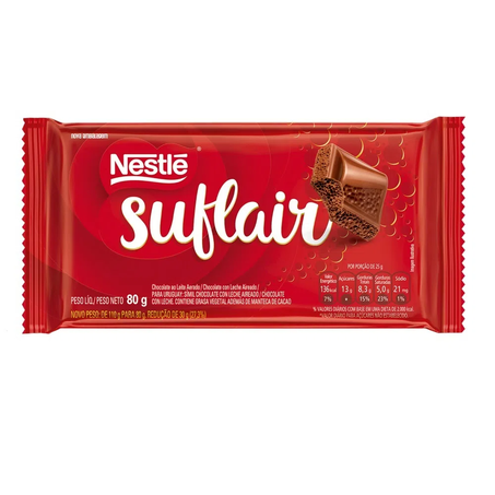 Chocolate nestle suflair ao leite 80g...