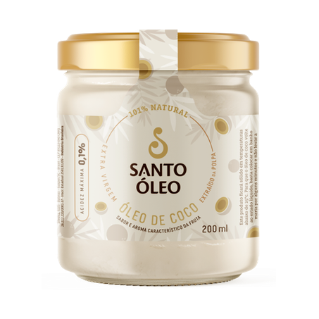 ÓLEO DE COCO EXTRA VIRGEM SANTO ÓLEO VIDRO 200ML