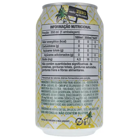 BEBIDA FRUKI GUARANÁ ABACAXI ZERO AÇÚCAR LATA 350ML 360-15