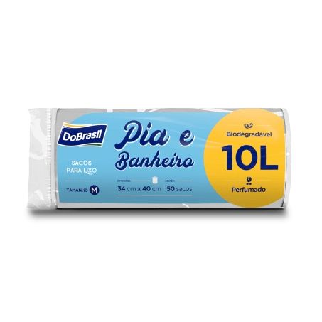 Saco de Lixo Do Brasil Piá E Banheiro 10 Litros Embalagem 50un