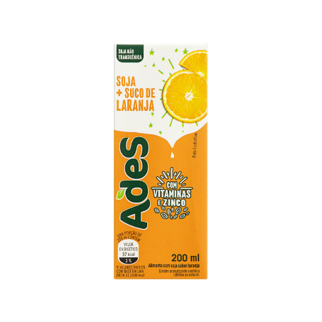 Bebida à base de soja laranja ades 200ml