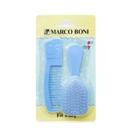 Kit Escova Pente Marco Boni Baby Azul