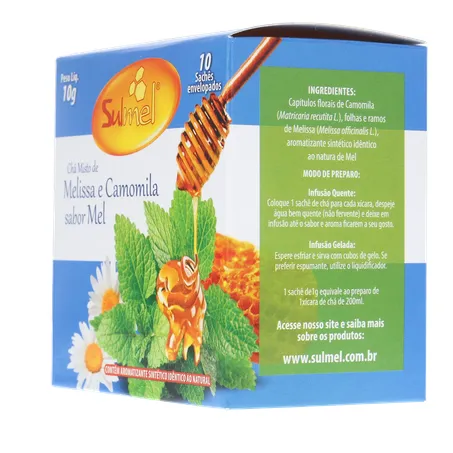 Cha sulmel melissa camomila mel 10g 360-6