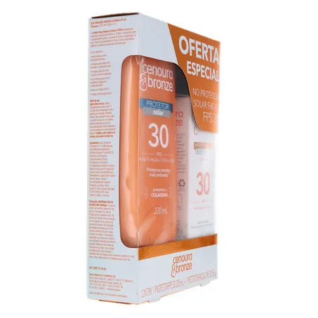 Kit cenoura e bronze protetor solar 200ml + facial 50g fps 30 360-30