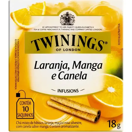 Chá Misto Twinings Laranja, Manga e Canela Caixa com 10un - 18gr