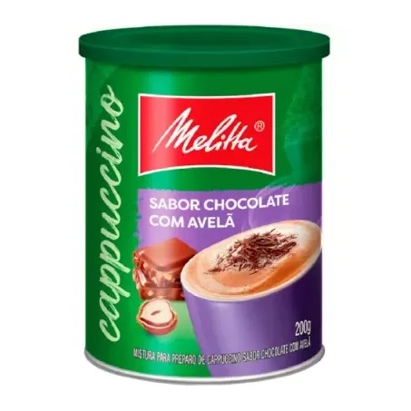 Cappuccino Melitta Solúvel Chocolate Com Avelã Lata 200g 
 