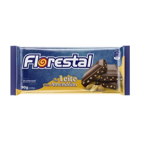 CHOCOLATE EM BARRA FLORESTAL LEITE/AMENDOIM 90G