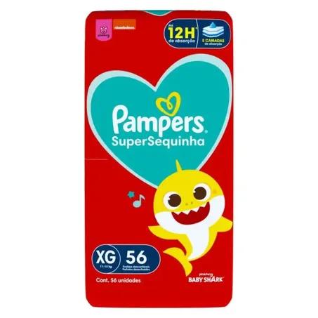 Fralda pampers ss baby shark xg 56un