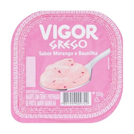 Iogurte Vigor Grego Morango Baunilha 100G