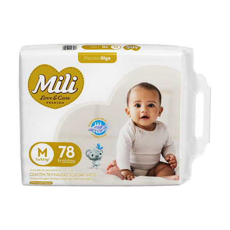 Fralda Mili Love & Care  M - 78/ G - 72/ XG - 66/ XXG - 56