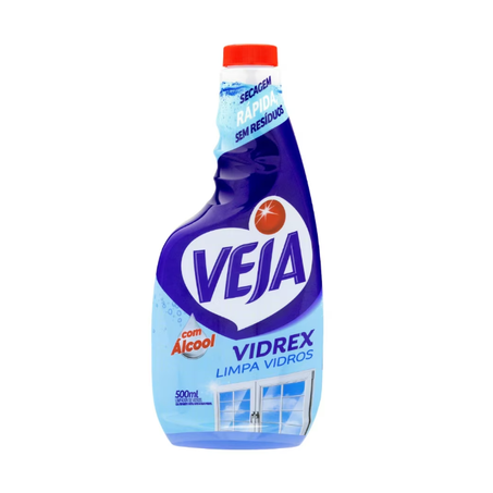 Limpador de Vidros Veja com Álcool Frasco 500ml - Refil