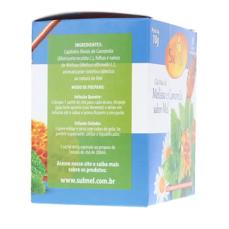 Cha sulmel melissa camomila mel 10g 360-11