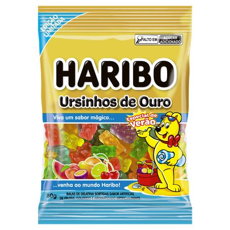Bala de Gelatina Sortida Ursinhos de Ouro Haribo Pacote 80g Edição Limitada Especial de Verão