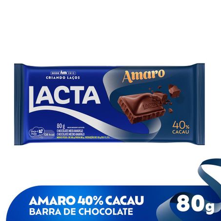 CHOCOLATE MEIO AMARGO AMARO 40% CACAU 80G