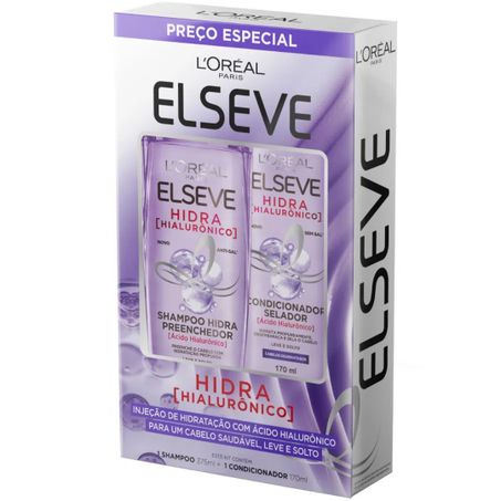 Kit elseve shampoo 375ml+condicionador 170ml hialuronico