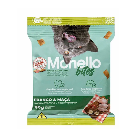 Racao gato bites saude oral monello 80g