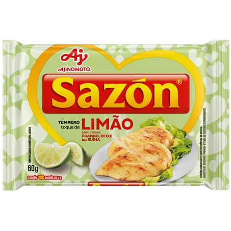 TEMPERO EM PÓ SAZON LIMÃO P/PEIXE SACHÊ 60G 12X5G