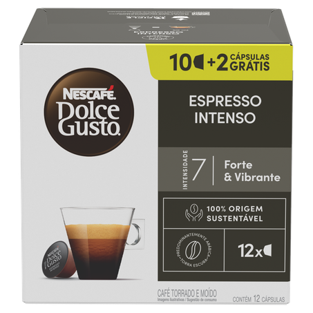 Café em Cápsula Torrado e Moído Espresso Intenso Nescafé Dolce Gusto Caixa 12 Unidades