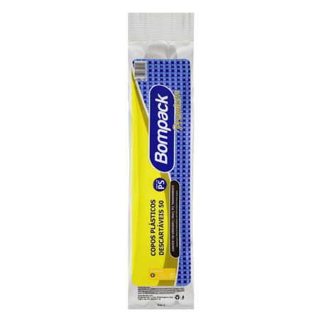 COPO DESCARTÁVEL PLÁSTICO 50ML BOMPACK PREMIUM COM 100 UNIDADES