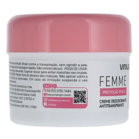 Desodorante vini lady powder feminino creme 45g 360-29