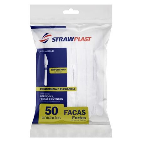 Faca descartável forte branca strawplast gold